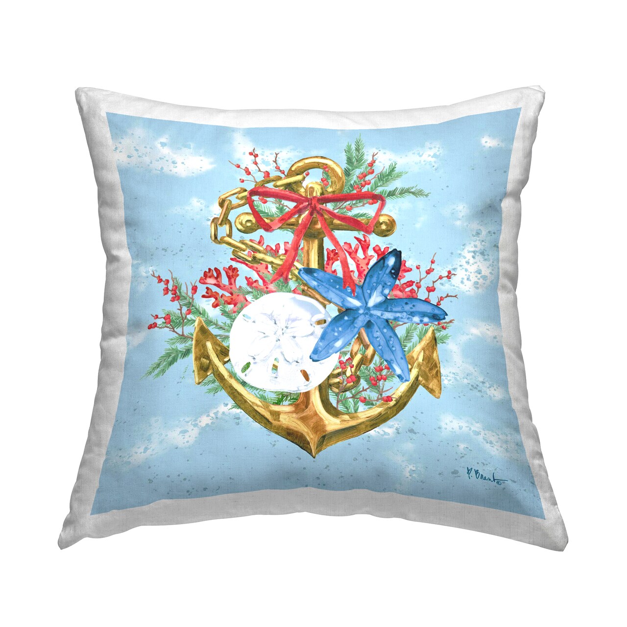 Stupell Industries Holiday Submerged Anchor Decorative Printed Throw Pillow Design by Paul Brent, 18 x 7 x 18